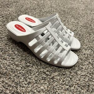 OKABASHI Women's Sienna Slide Heel Sandals White Size M/L 8.5 /9.5 USA Made